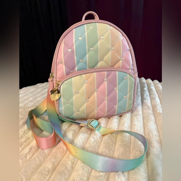 Betsey Johnson Pastel Quilted Backpack with Heart Details - Picture 1 of 3